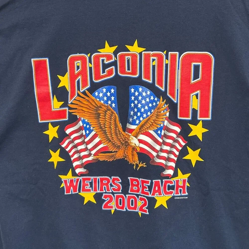 All Sport Laconia 2002 Weirs Beach T-Shirt Vintage Mens Sz XL Navy Y2K Americana - Picture 6 of 7